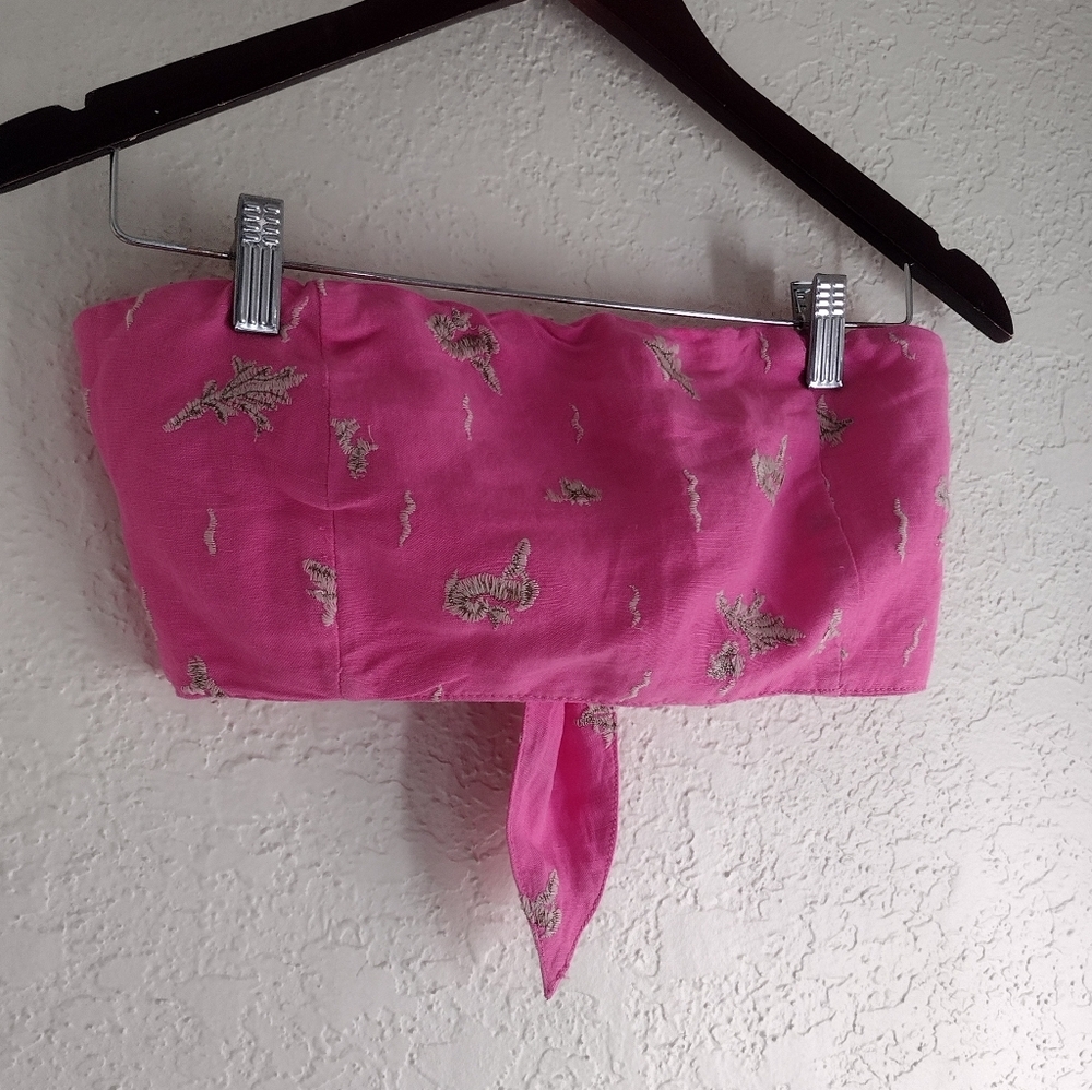 Anthropologie Maeve Linen Blend Tie Back Bandeau Top - Picture 2 of 6